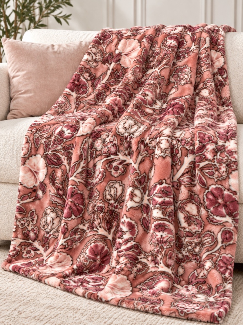 Wrangler Oversized Ultra Plush Throw Blanket Pink Floral 60x70 NWT